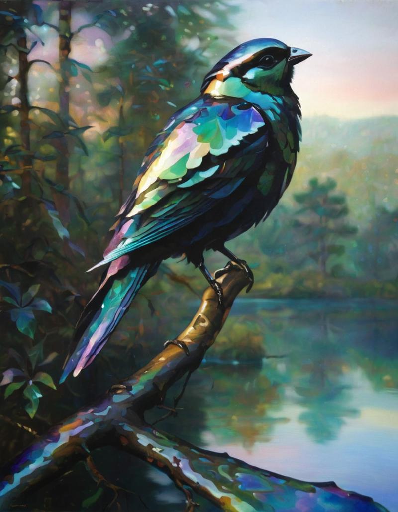 PixelShade02231117231117131648_A sculpture of a bird made of iridescent oil_02191_.png